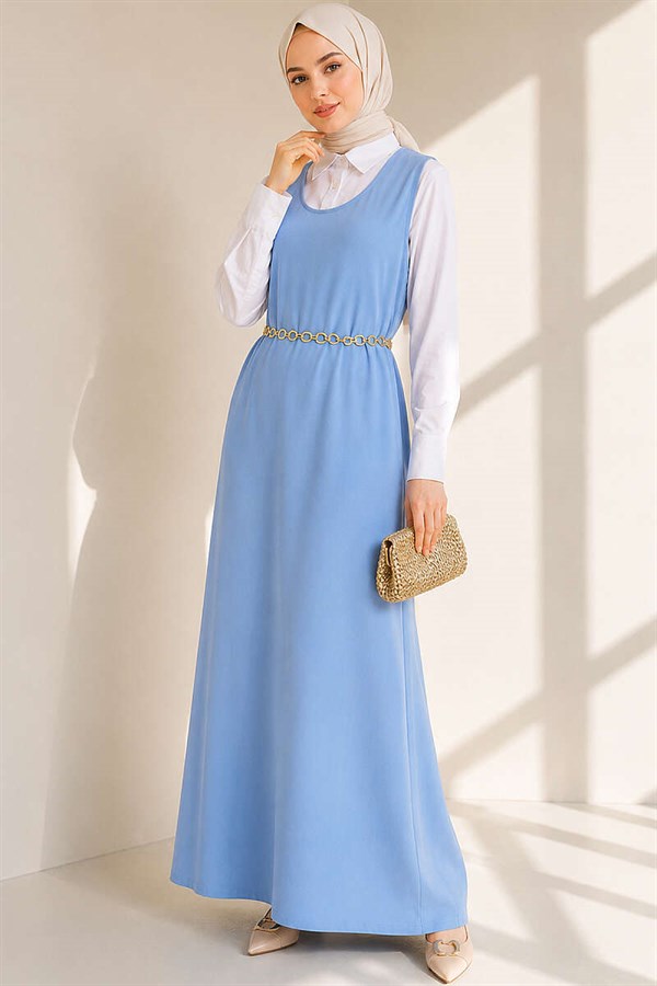 Crew Neck Loisha Sleeveless Dress Baby Blue
