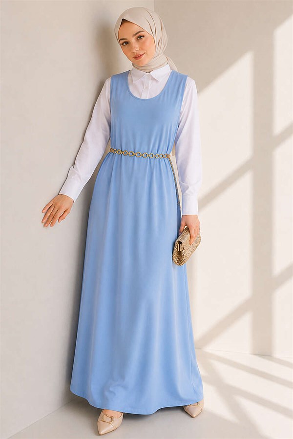 Crew Neck Loisha Sleeveless Dress Baby Blue