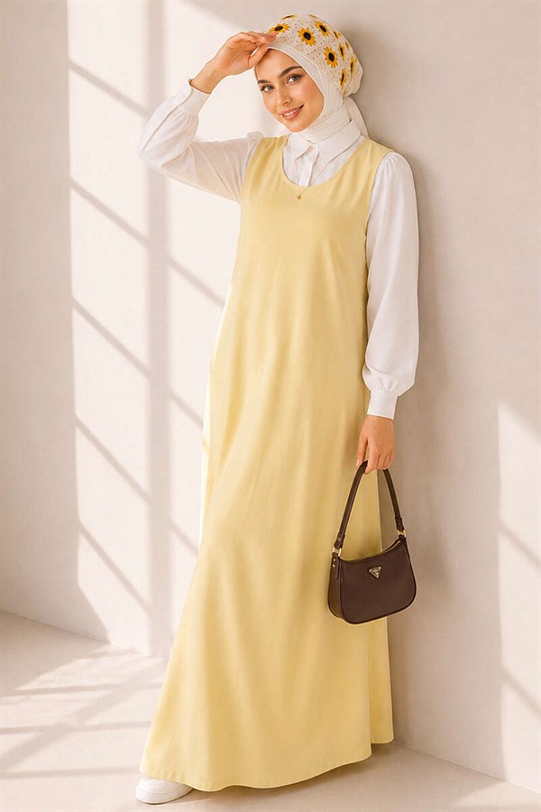 Crew Neck Loisha Sleeveless Dress Yellow