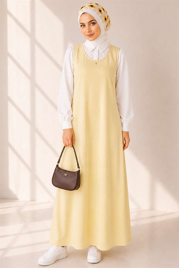 Crew Neck Loisha Sleeveless Dress Yellow