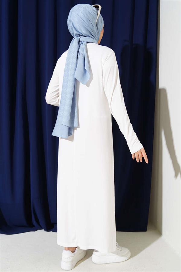 Crew Neck Combed Cotton Dress White