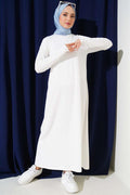 Crew Neck Combed Cotton Dress White