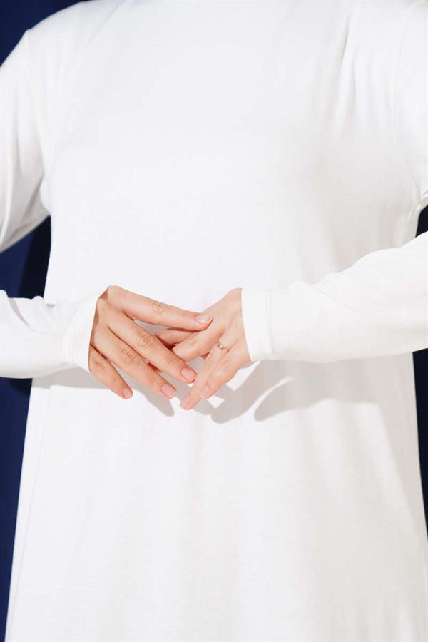 Crew Neck Combed Cotton Dress White