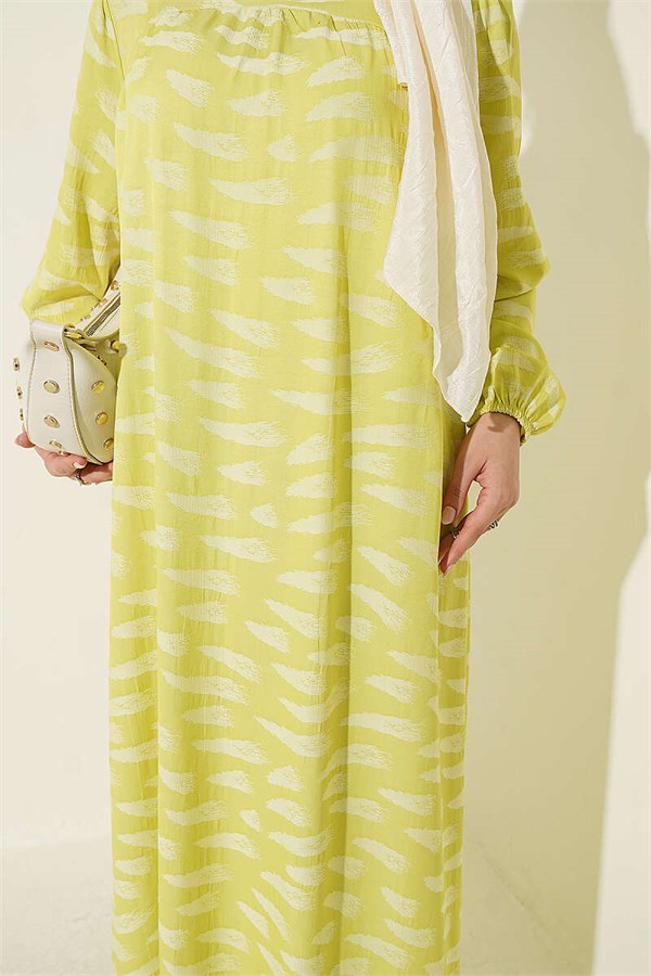 Yellow Crew Neck Yoke Dress
