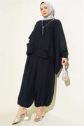 Crew Neck Trousers 2 Piece Set, Navy Blue