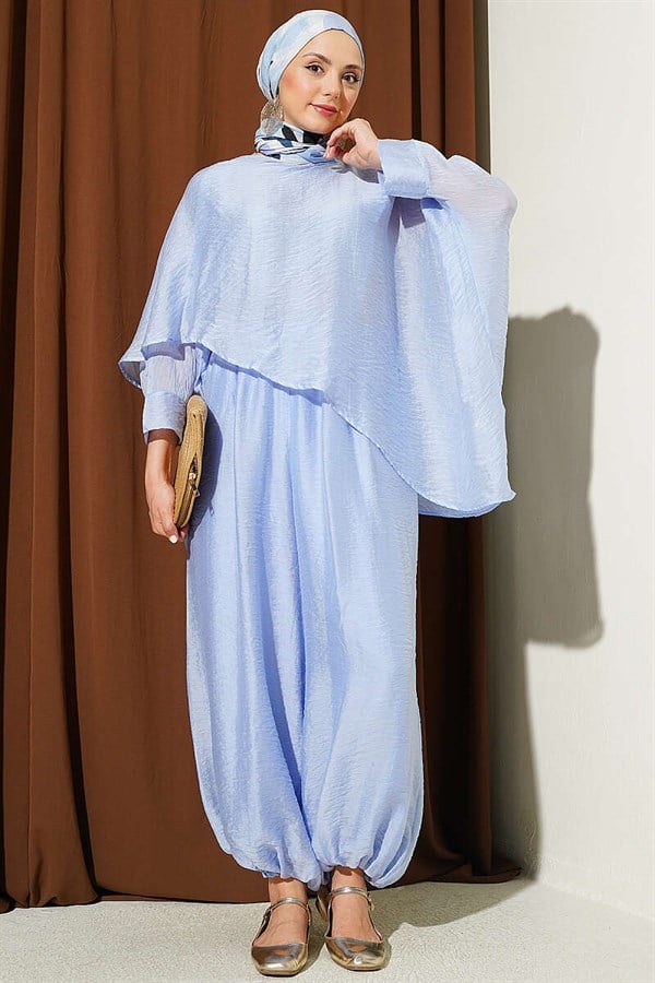 Crew Neck Trousers 2 Piece Set, Blue