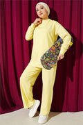 Two-Piece Set with Crew Neck and Stripe, Yellow