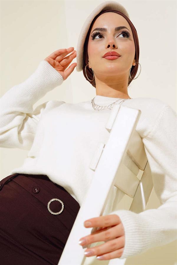Crew Neck Knitwear Sweater Ecru