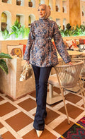 Ethnic Pattern Quilted Jacket with Piping -15