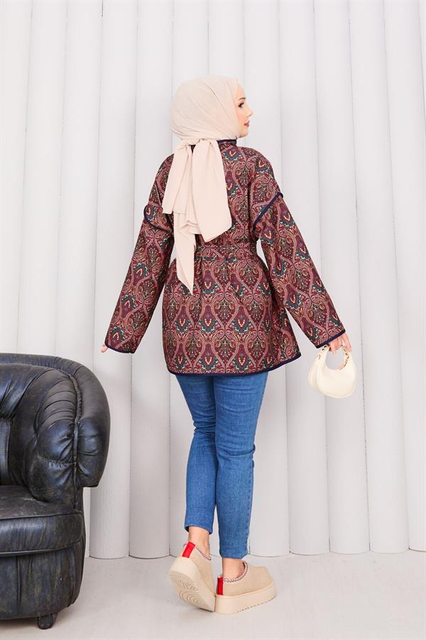 Ethnic Pattern Quilted Jacket with Piping -21
