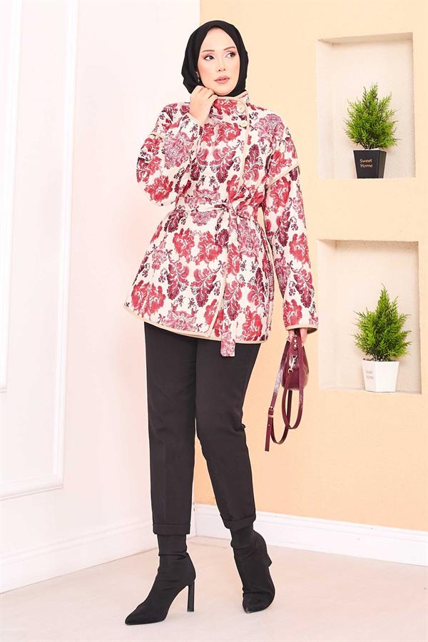 Ethnic Pattern Quilted Jacket with Piping -3