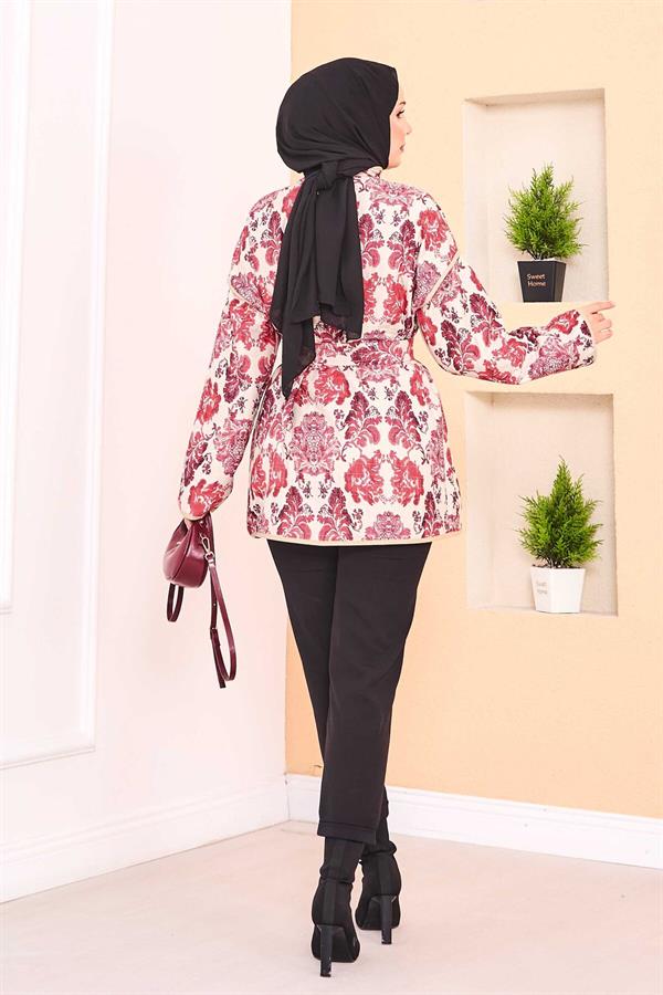 Ethnic Pattern Quilted Jacket with Piping -3