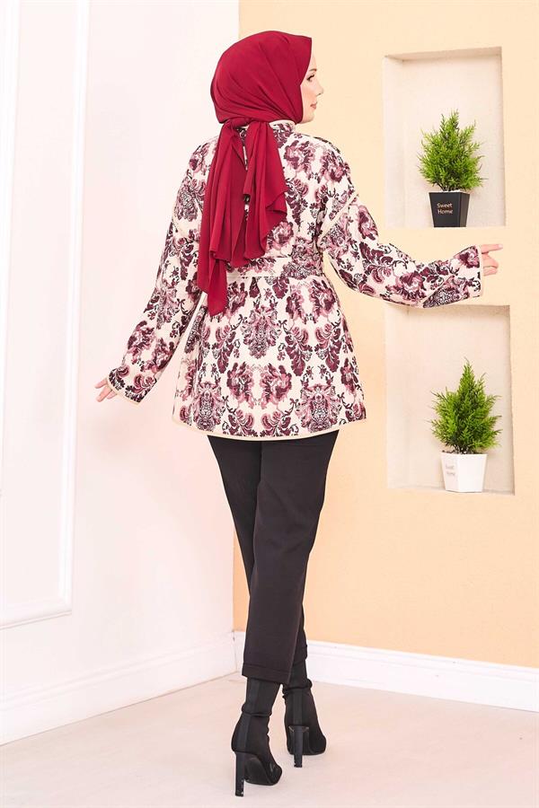 Ethnic Pattern Quilted Jacket with Piping -8