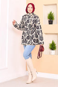 Ethnic Pattern Quilted Jacket with Piping -9