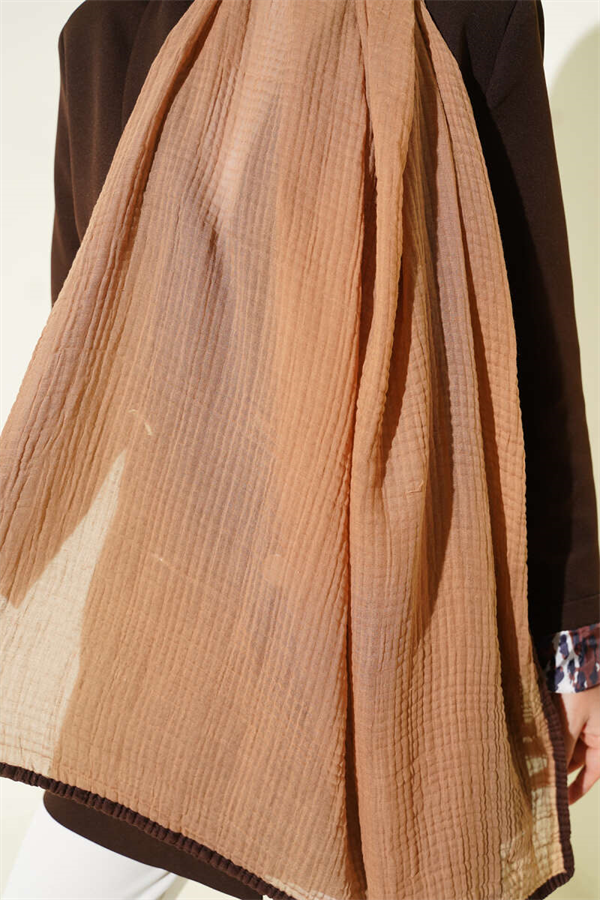Piped Muslin Shawl Camel