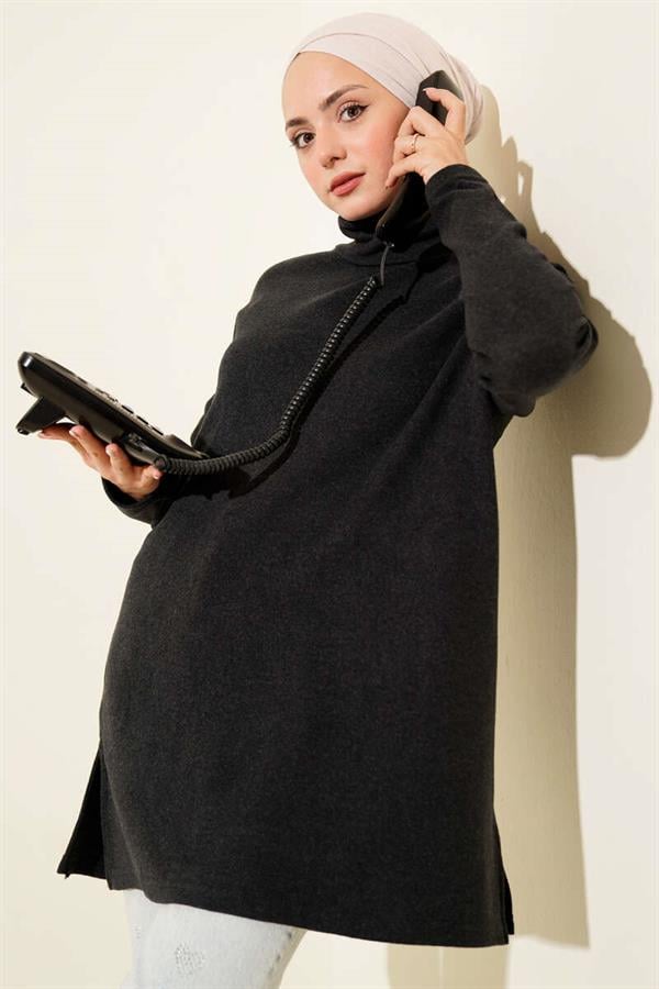 Turtleneck Corduroy Tunic Anthracite