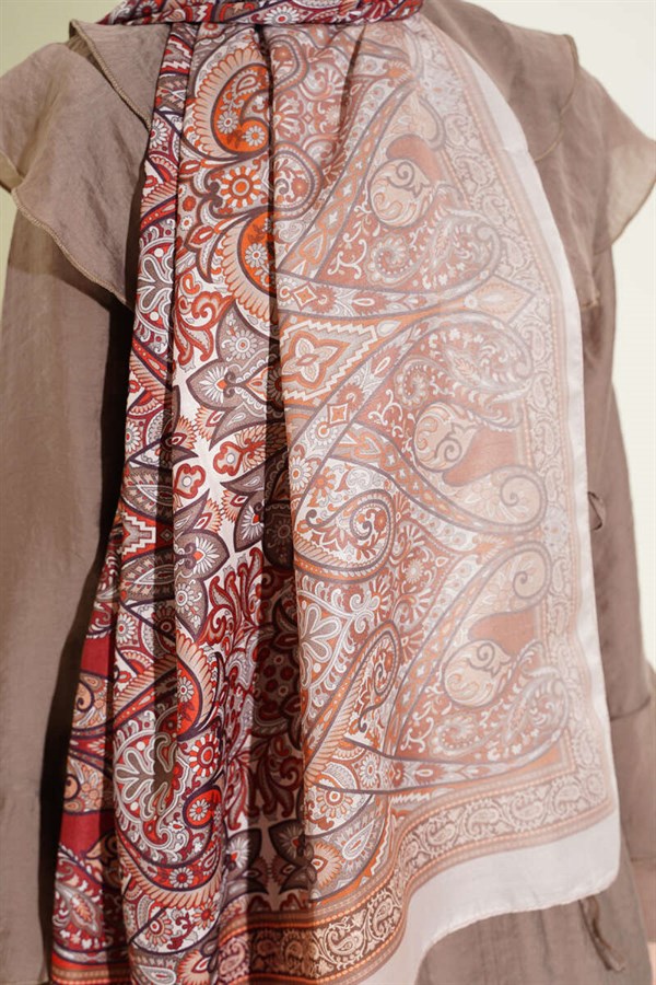 Bohemian Inspired Shawl in Terracotta