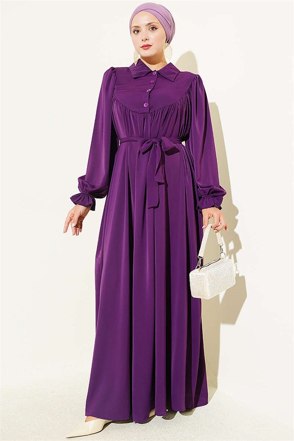 Loosely Gathered Sharmi Dress Purple