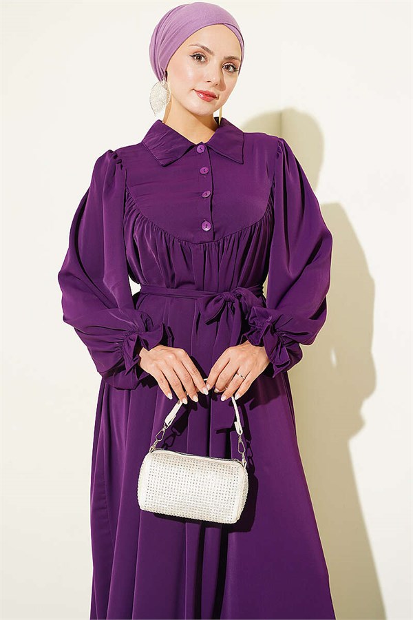 Loosely Gathered Sharmi Dress Purple