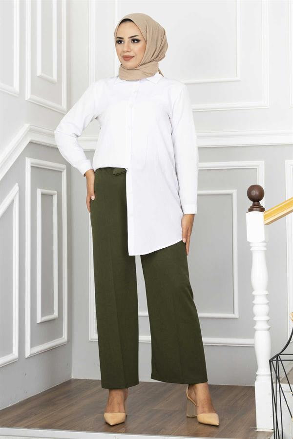 Wide Leg Hijab Trousers Khaki