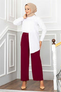 Wide Leg Hijab Trousers Wine