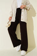 Wide Leg Knitted Trousers Chestnut