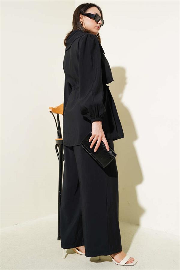 Bolero Detailed Waist Tunnel 2 Piece Set Black