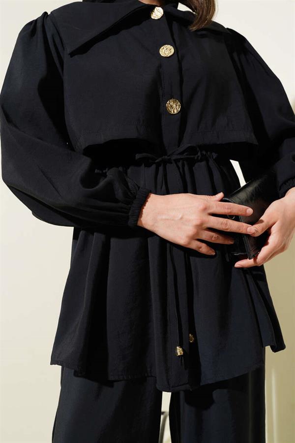 Bolero Detailed Waist Tunnel 2 Piece Set Black