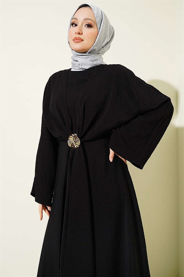 Bolero Detail Dress with Gold Accessories, Black