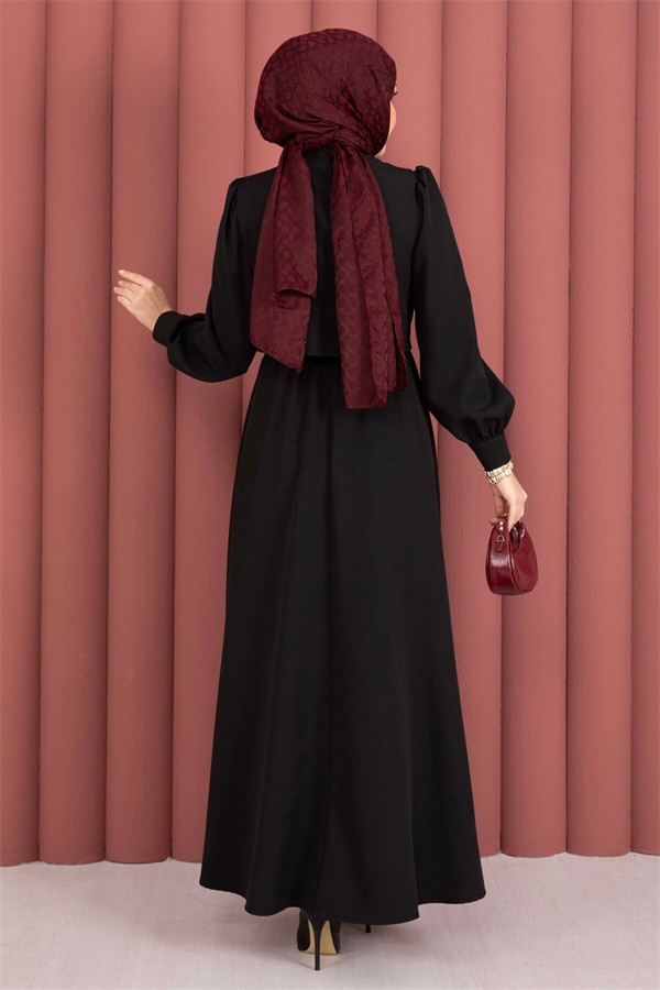 Bolero Dress Set with Gold Buttons, Black