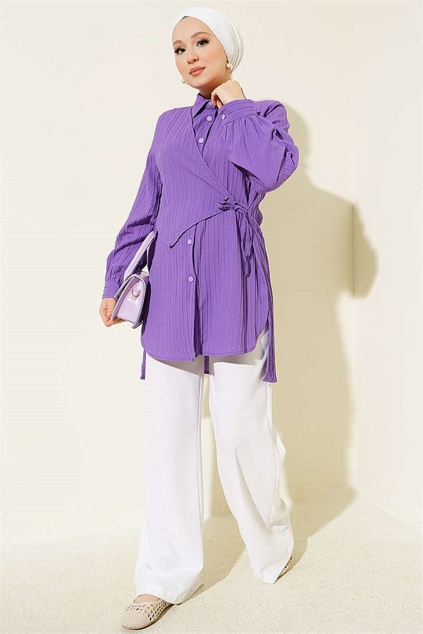 Bolero-style tie-up shirt, lilac.