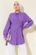 Bolero-style tie-up shirt, lilac.