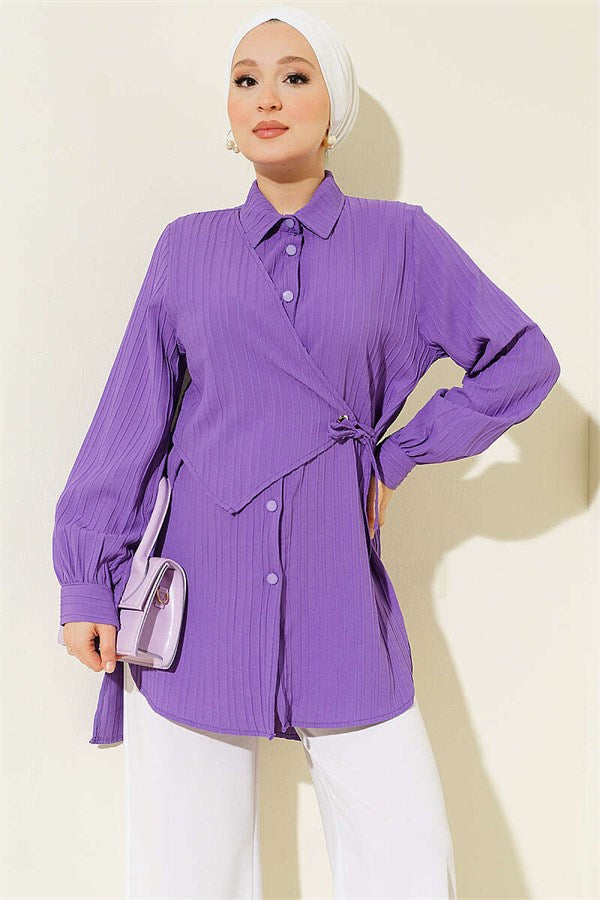 Bolero-style tie-up shirt, lilac.