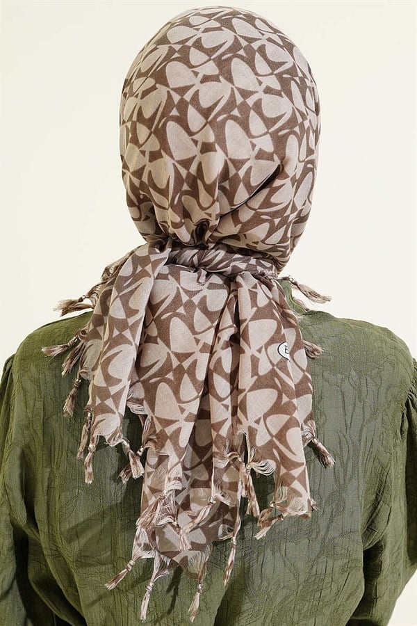 Beaded Patterned Scarf, Beige