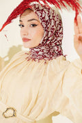 Beaded Patterned Scarf, Burgundy