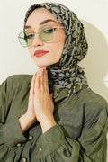 Beaded Patterned Scarf, Light Green