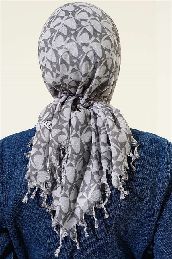 Gray Scarf with Bead Details and Pattern