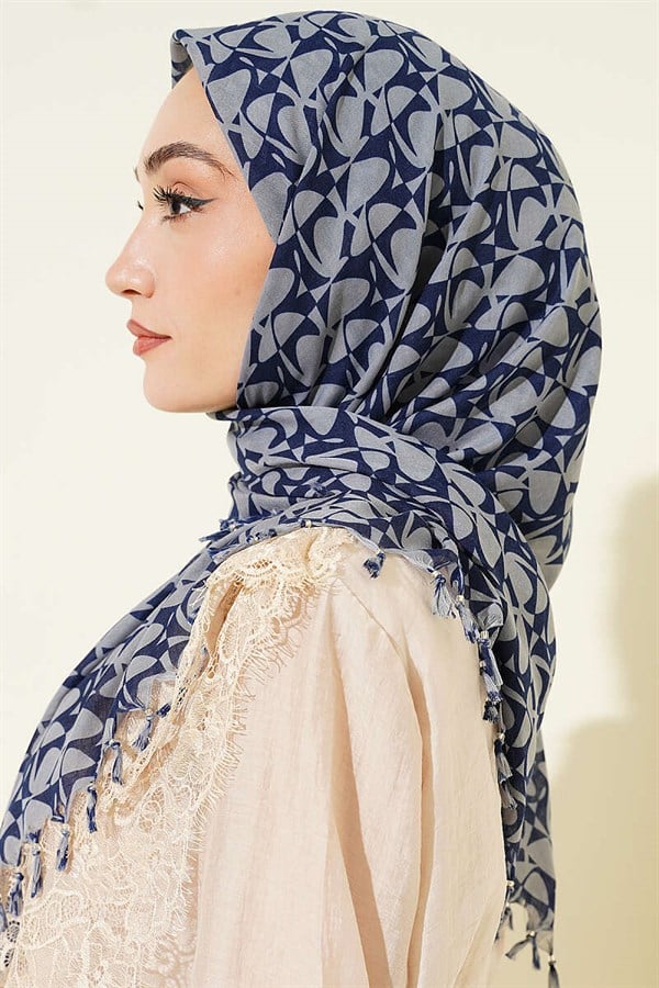 Beaded Patterned Scarf Indigo