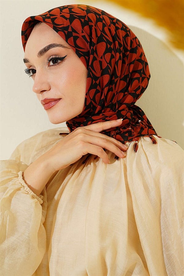 Beaded Patterned Scarf, Terracotta