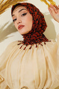 Beaded Patterned Scarf, Terracotta