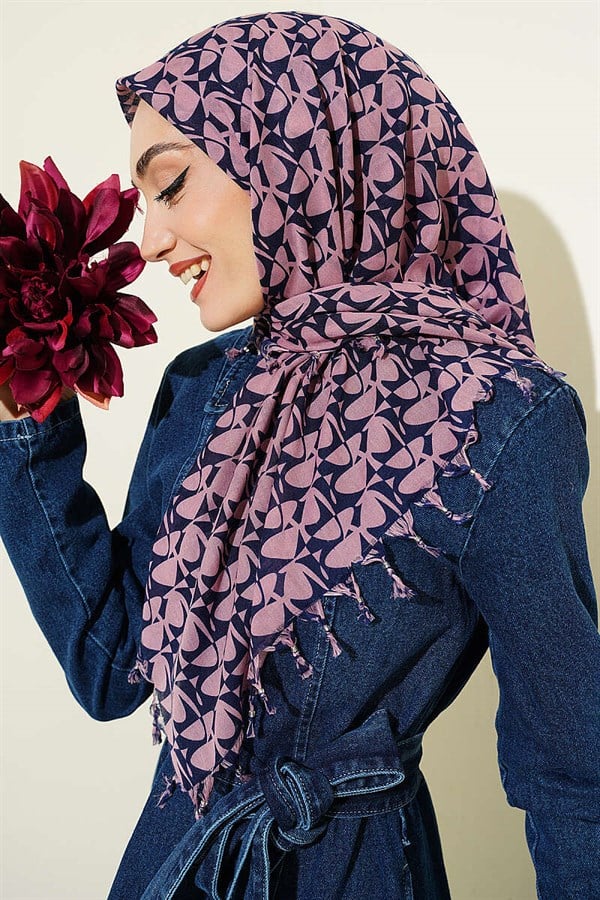 Beaded Patterned Scarf, Powder Pink