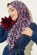 Beaded Patterned Scarf, Powder Pink