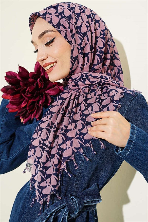 Beaded Patterned Scarf, Powder Pink