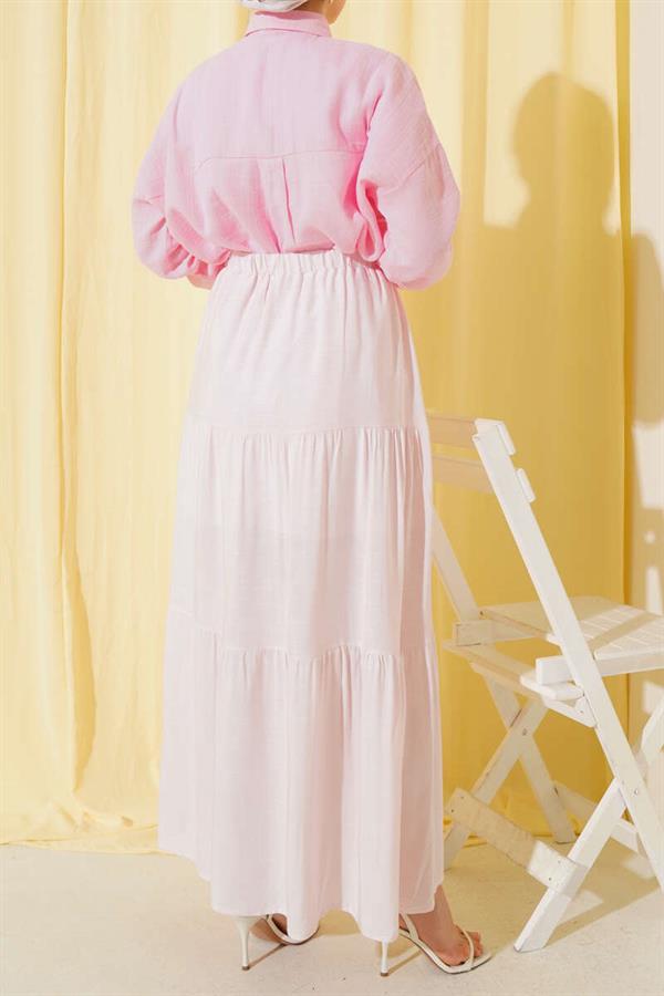 Pink Skirt with Beaded Rope Detail