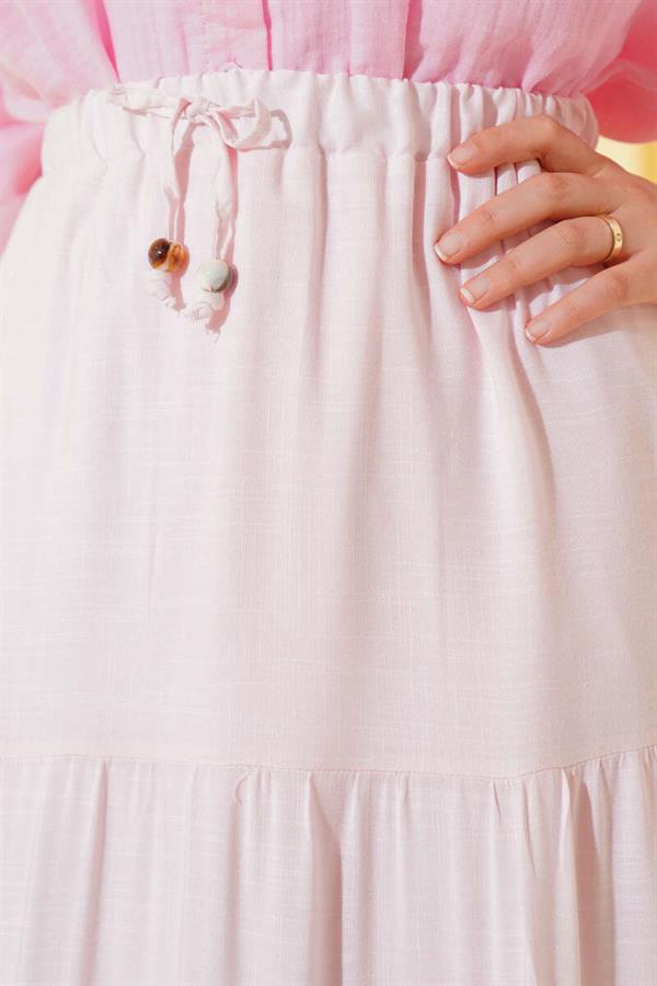 Pink Skirt with Beaded Rope Detail