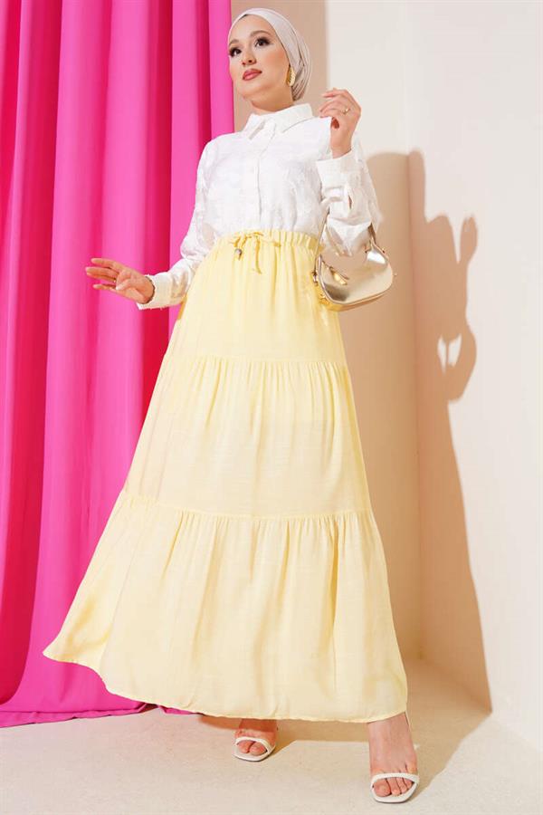 Beaded Rope Detailed Skirt Yellow