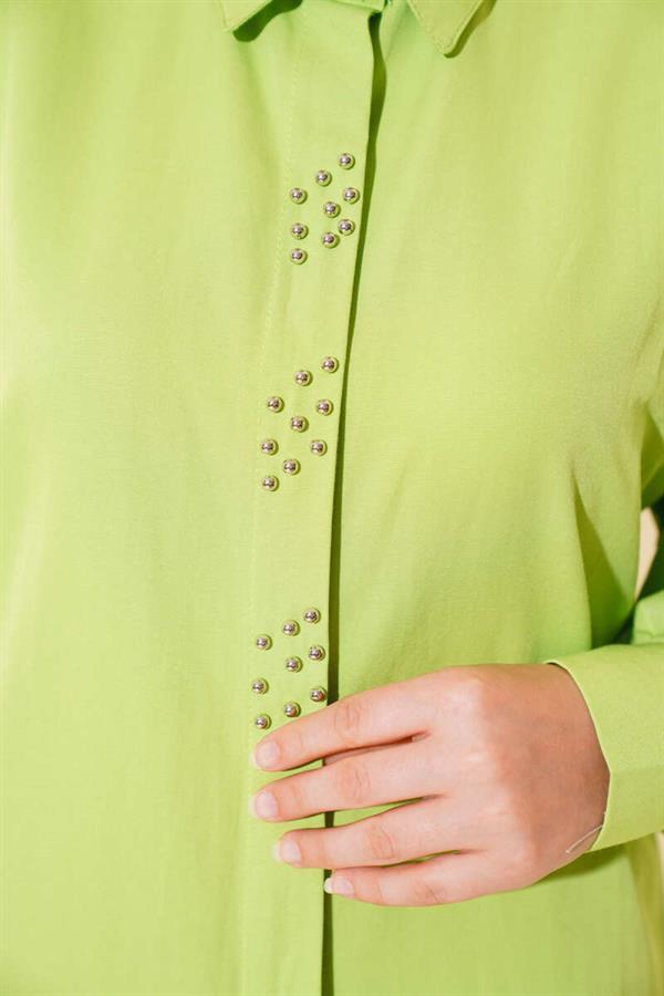 Beaded Shirt Pistachio Green