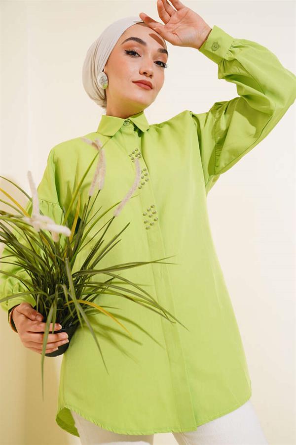 Beaded Shirt Pistachio Green