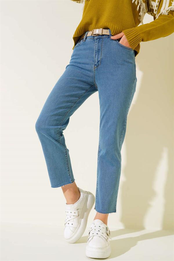 Straight Leg Ripped Jeans Light Blue