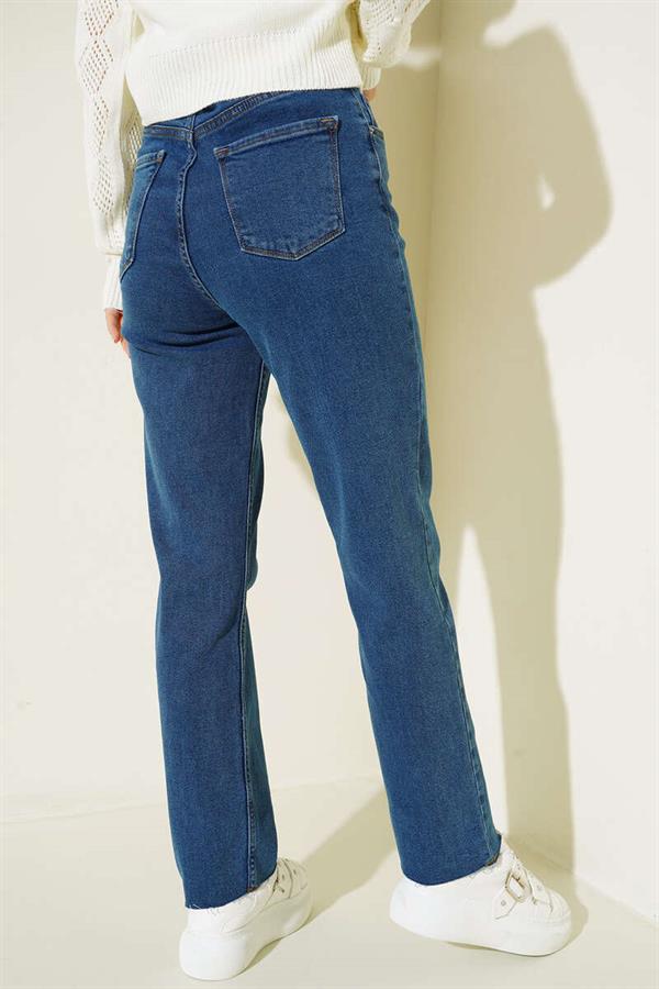 Straight Leg Ripped Jeans Denim Blue